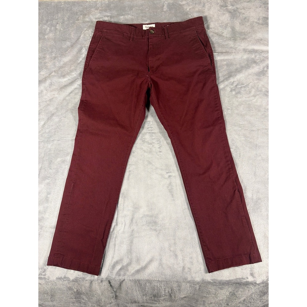 Goodfellow & Co Mens Hennepin Chino Slim Fit Pants Burgundy Maroon 36x30 ZM850